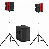 ECO Flamenco set звукоусилительный комплект, 4 широкополосные системы, сабвуфер, 3-канальный усилитель с аудиопроигрывателем, 2 стойки-треноги