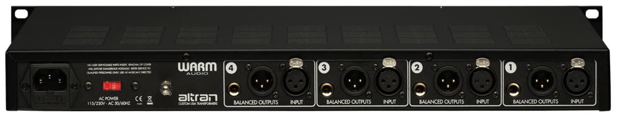 Warm Audio WA-412 4-канальный дискретный микрофонный предусилитель/инструментальный DI, усиление 65дБ, трансформатор Altran, инс