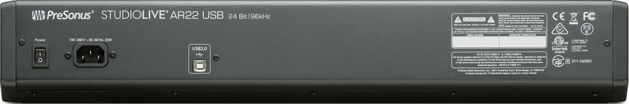 PreSonus StudioLive AR22 USB аналоговый микшер, 22 канала, монтаж в рэк