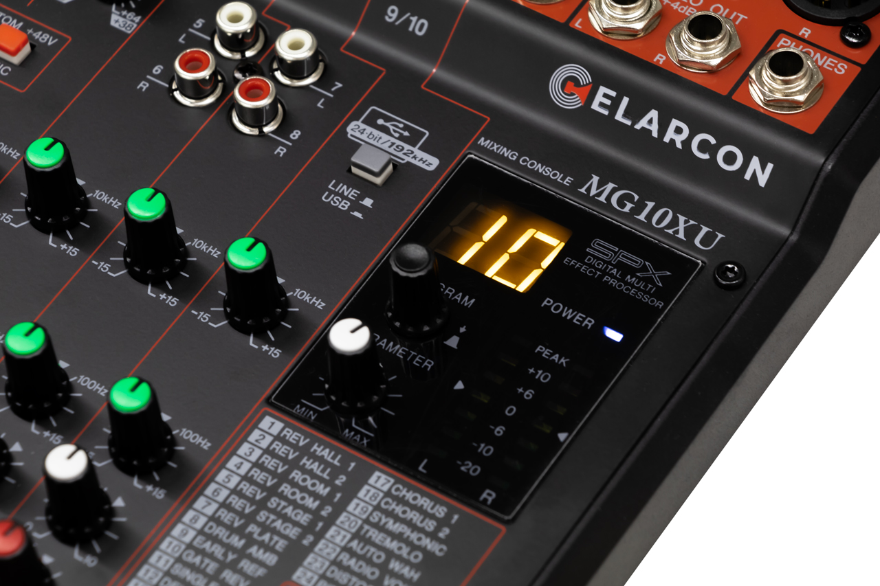 Elarcon MG10XU аналоговый микшер, 10 каналов, 4-полосный эквалайзер
