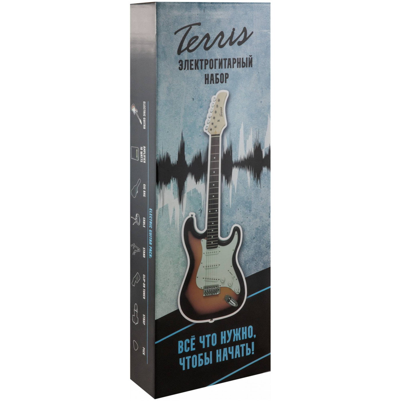 Terris TPack-1 SB электрогитара в наборе, цвет гитары санберст