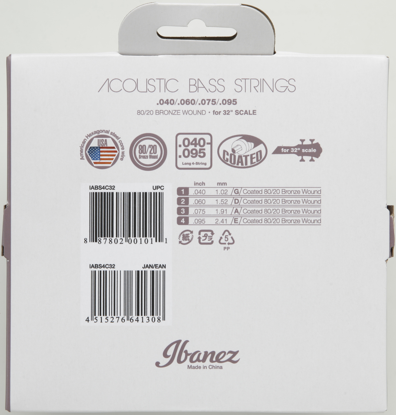 Ibanez IABS4C32 струны для акустического баса, 40-95, лёгкое натяжение