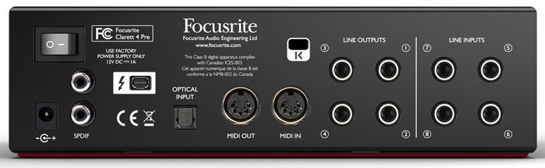 Focusrite Clarett 4Pre Thunderbolt интерфейс, 18 входов/8 выходов