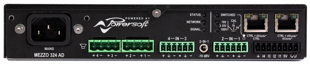 Powersoft Mezzo 324 AD 4-канальный усилитель мощности, 320 Вт с поддержкой Dante и AES 67
