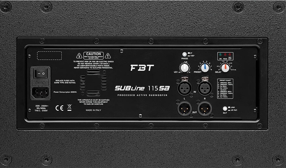 FBT Subline 115SA активный сабвуфер, класс D, мощность 700 Вт RMS