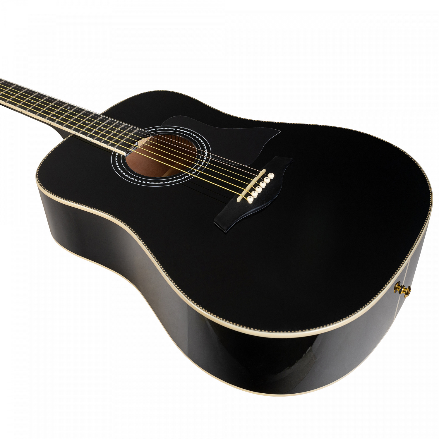 Rockdale Aurora D7 BK Gloss акустическая гитара дредноут, цвет черный, глянцевое покрытие