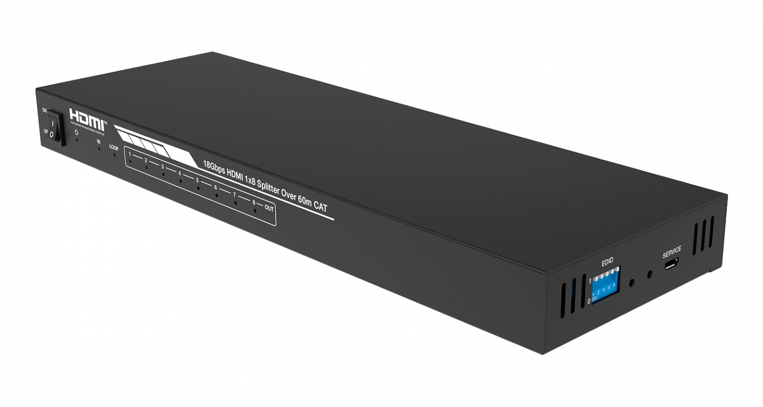 Prestel SP-H2-18T60 набор из (1) сплиттера HDMI 2.0 1:8 HDBT и (8) приемников