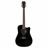 Rockdale Aurora D7 C BK Gloss акустическая гитара дредноут с вырезом, цвет черный, глянцевое покрытие