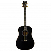Rockdale Aurora D7 C BK Satin акустическая гитара дредноут с вырезом, цвет черный, сатиновое покрытие