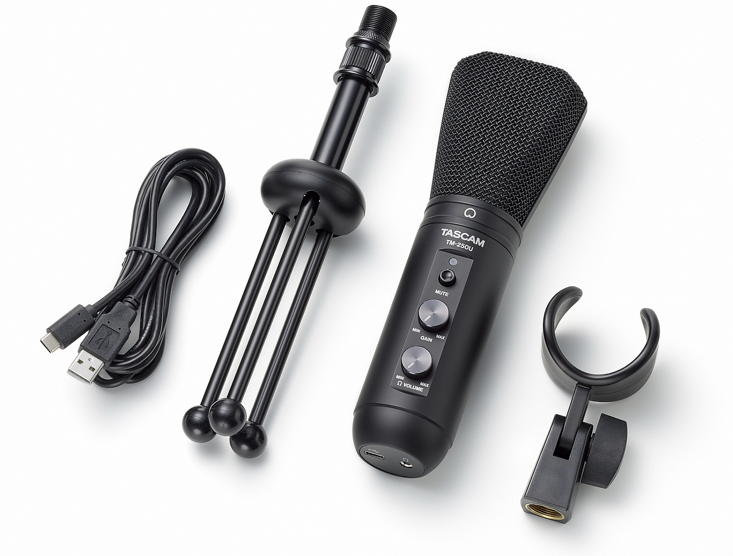 Tascam TM-250U  универсальный USB конденсаторный микрофон, совместим с PC, Mac, iPad и Android, супер-кардиоидный, 20Hz - 20kHz