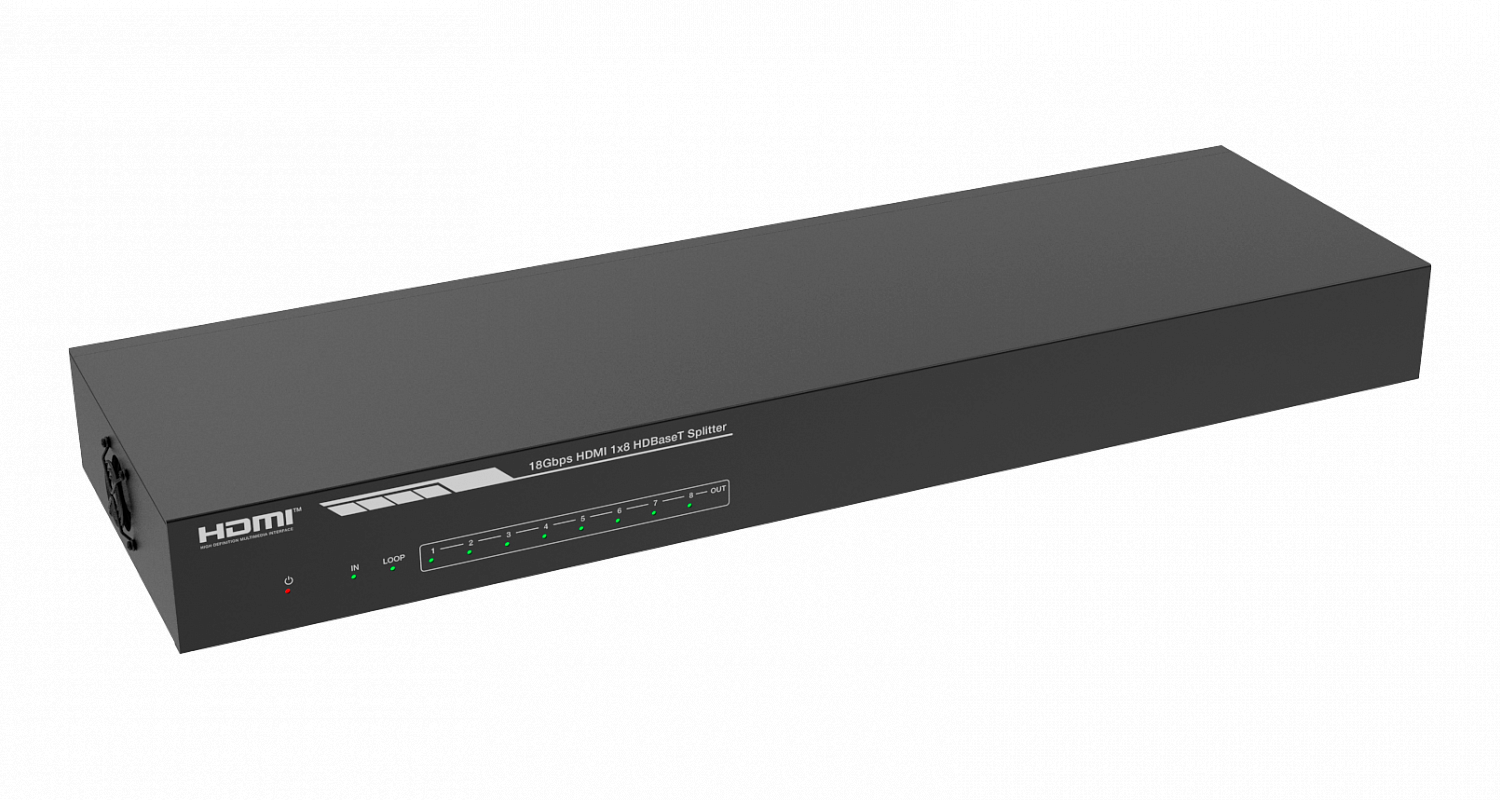 Prestel SP-H2-18T150 набор из (1) сплиттера HDMI 2.0 1:8 HDBaseT и (8) приемников