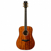 Rockdale Aurora D7 Koa Nat акустическая гитара дредноут, цвет натуральный, глянцевое покрытие