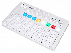 Arturia MiniLAB 3 Alpine White 25 клавишная  MIDI-клавиатура - пэд-контроллер, 9 регуляторов, 8  RGB пэдов, 8 фейдеров, дисплей, сенсорные регуляторы Pitch/Modulation, MIDI-выход, 1/4" Jack вход педали, режим Chord, арпеджиатор, USB-C, ПО