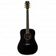Rockdale Aurora D7 BK Satin акустическая гитара дредноут, цвет черный, сатиновое покрытие