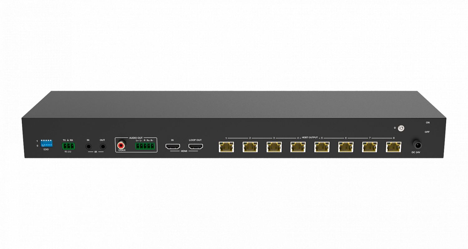 Prestel SP-H2-18T150 набор из (1) сплиттера HDMI 2.0 1:8 HDBaseT и (8) приемников
