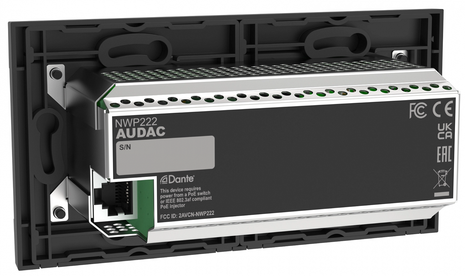 Audac NWP222/B настенная сетевая панель удалённого подключения, цвет черный