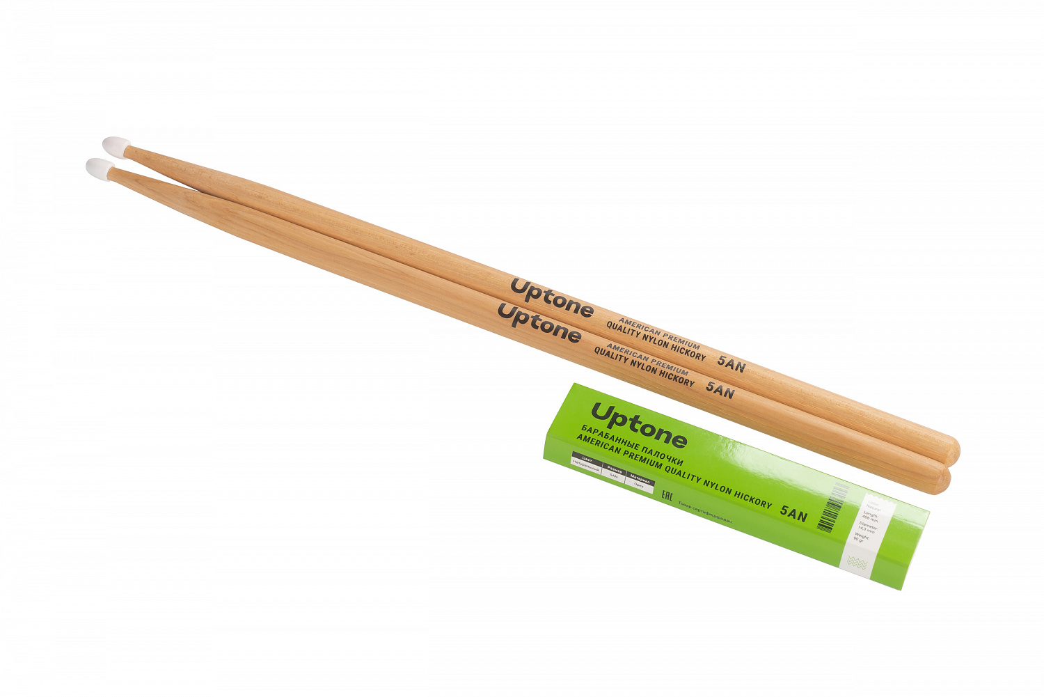 Uptone American Premium Quality Nylon Hickory 5AN барабанные палочки, нейлоновый наконечник, цвет натуральный